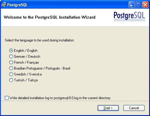 PostgreSQL Language Selection