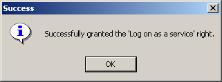 Successfully granted the 'Logon as a service' right